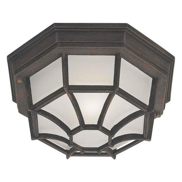 Forte One Light Painted Rust Satin White Glass Outdoor Flush Mount 17005-01-28